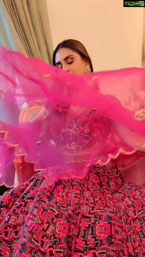 Krystle D'Souza Instagram - Just A Happy Go Twirly Girl ✨ . . Outfit - @mehakmurpanalabel Jewellry- @dolsunjewelsofficial @thewisedesign 💖 . . . #ganpatibappamorya #ganeshchaturthi #festive #indianoutfit #festivefeels #ganpatifestival #lehenga #teranasha #fyp