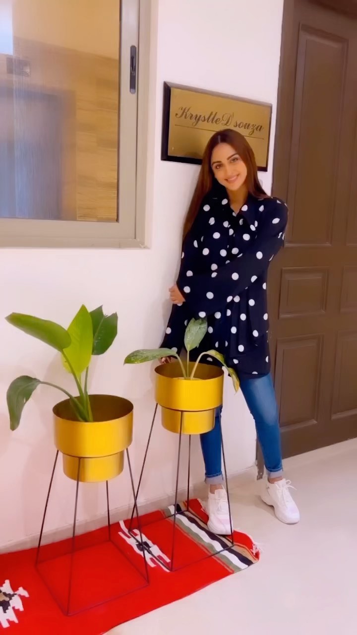 Krystle D'Souza Instagram - Home 🏠💛 . I honestly love dressing up my home every now and then! I got my hands on these beautiful planters, vases, table top decorative accents and my favourite serving trolley from @sammsaraindia 🖤 . . . #home #homedecor #bartrolley #tabletop #decor #homewhereishome #reels #reelitfeelit