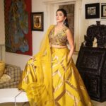 Lakshmi Manchu Instagram - Creating my own sunshine💛☀️ Thank you @rajattangriofficial for having my back. I love you 🌺 I felt so awesome in this outfit! Outfit: @rajattangriofficial Earrings: @sheetalzaveribyvithaldas Makeup Artist: @vibhu_makeupartist Hair Artist: @manasamakeup Stylist: @6shweta