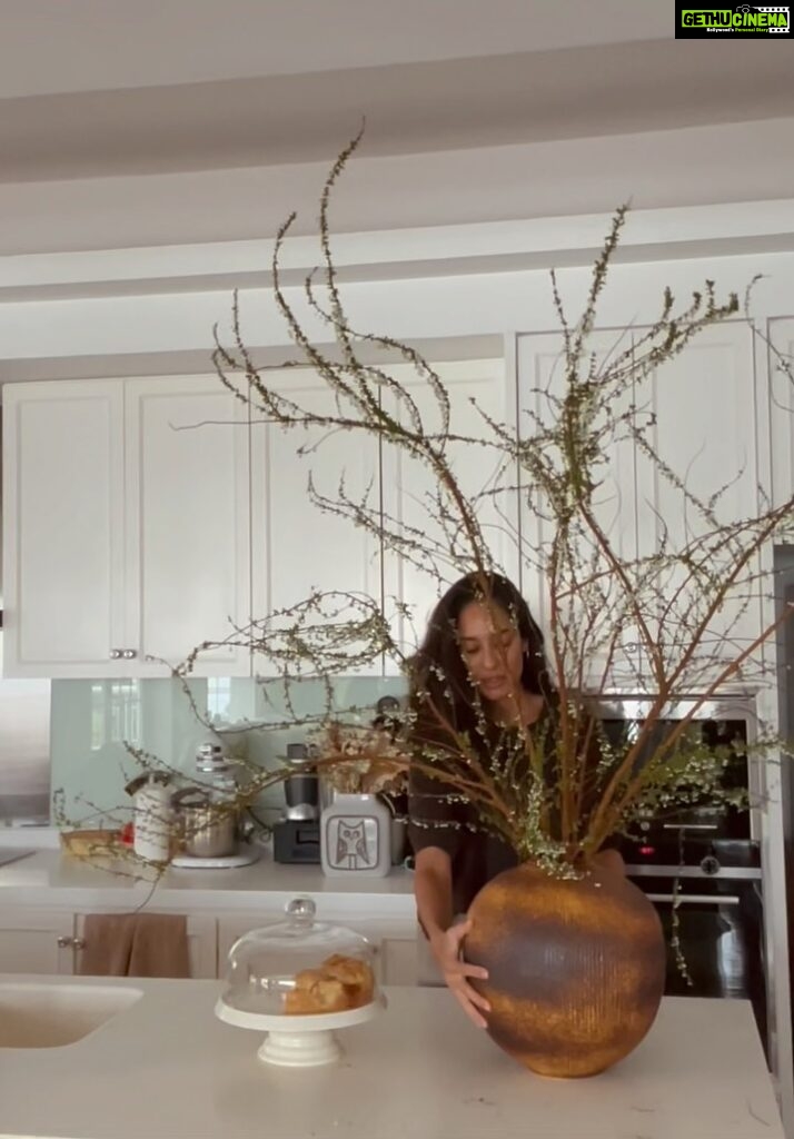 Lisa Haydon Instagram - Went to the flower market today to buy some Christmas foliage for the house, instead fell in love with these branches and wax flowers. What do you think ? 🌝