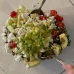 Lisa Haydon Instagram – Ok peeps, has been a minute. This lentil salad was made the same day/ part of the same meal as the corn salad… we had it with grilled fish (I’ll post that video tomorrow. Haven’t had the chance to edit these vids, so they are coming in late. My husb was craving La Petite Manson food this night. But, we were detoxing, and didn’t want to actually go to the restaurant and get tempted with dessert and wine etc.. so again, this is my take on LPM’s lentil salad. Taaa daaa 

SALAD DRESSING 
2 grated/chop small cloves of garlic 
1/3 cup extra virgin olive oil 
1/2 a lemon 
4 tablespoons white vinegar 
1 tablespoon honey 
Salt + pepper to taste 
Mix 

SALAD 
1 stalk chopped celery – soak this in the dressing while you boil.. 
1.5 cooked cups of brown/puy lentils (this is the measurement once it is finished boiling) 
2 big tablespoons of spring onion. Chop small small. 
1 green apple 
2 handfuls grilled or not grilled sweet and delightful cherry tomatoes ( I won’t grill next time). 
1/2 block of feta cheese. Crumbled. 
Mix. Let the dressing soak into the lentils for about 20 mins. Eat. 
#LisaInTheKitchen #LisaEats #bringithome