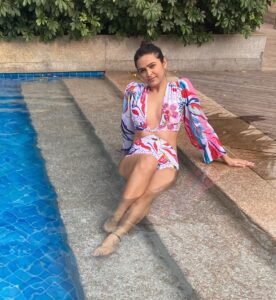 Madhurima Tuli Instagram - 🧜🏽‍♀️❤️

PC - Thanks @vijayamountaineer for the beautiful capture. 
Ps- Gifted clothes definitely make you look better. Thanks @swatisinha2309 for the 👙I didn’t know you like me so much in it 😉❤️