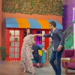 Mahira Khan Instagram - 💕 Just some real fun and love 💕🧿 @mustafafahad26 On the sets of @ahmedalibutt ‘s show! P.S watch us in our film QuaideAzam Zindabad - in cinemas 8th July 🫶🇵🇰 One of my fav outfits 👗 @saniamaskatiya 💋