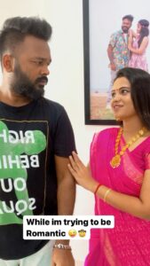 Manimegalai Instagram - Romantic Wife 🫶 Vs Kalnejakaara Husband 🤦 #reelsinstagram #funnyvideos #HussainManimegalai #comedy