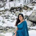 Megha Mathew Instagram - 🌨🌨🌨#saree #loveislove #sareelove #snowfall #happy #peaceofmind #freezing #himachal. @drape_studio_jitta. Himachal Pradesh