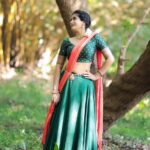 Megha Mathew Instagram – 📷 @v2n.photography 

👗 @the_drape_studio 

💄 @remyamakeupartisty 

#green #fashionstyle #instafashion #kerala🌴 #halfsarees