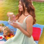 Miesha Saakshi Iyer Instagram - Summertime Happiness ☀️ . . Outfit/Accessories @luluandskyofficial Location @whisperingwoods.in . . Special thanks to @whisperingwoods.in for this extremely cute picnic setup ❤️