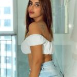Miesha Saakshi Iyer Instagram - I am capable of everything I set my mind to. 🦋 . . The perfect distressed denims by @freakinsindia 😍 . . #bluejean #denim #denimstyle #denimfashion #miesha #mieshaiyer #thankyouforeverything 🧿✨ Mumbai, Maharashtra