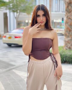 Miesha Saakshi Iyer Instagram - Running out of captions,
So this is my caption 🤭
.
.
.
.
Corset: @thriftflipmumbai 
Pants: @urbanic_in 
.
#dxb #dxblife #dubai #dubailife #dubai🇦🇪 #lovemylife #happiness #brown #thrift #corset #dubailove #miesha #mieshaiyer #grateful #gratitude #thankyouforeverything 🧿✨