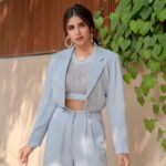 Miesha Saakshi Iyer Instagram - Baby Blues 🦋 . . PantSuit : @that.fetch.store 📸 : @swagatsharmaphotography . . . . . #ootd #ootdfashion #blue #pastel #mood #aesthetic #fashion #pantsuit #croppedblazer #photoshoot #lookbook #explore #postoftheday #thatfetchstore #miesha #mieshaiyer #grateful #gratitude #thankyouforeverything 🧿✨