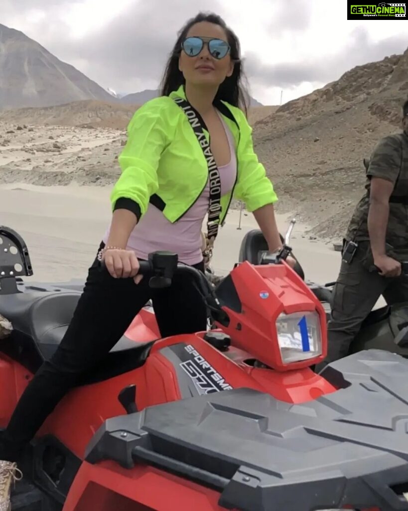 Minissha Lamba Instagram - ATV-ing it on the dry river bed...somewhere in Nubra Valley . . . . . . . . . . #travelphotography #travelling #traveldiaries #travelgram #travelingram #travelindia #ladakh #ladakhtrip