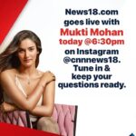 Mukti Mohan Instagram - Come join me Live on @cnnnews18 today at 6:30pm IST, 🥰 Let's have a heart to heart in this era of #SocialDistancing about love, family, work, fear, games how are you all coping with it all! Keep your questions ready ❤️🥳 for the chat with @negi_shrishti from CNN News18. @caratlane #StayConnected #StayHomeSaveLives #Covid19 #StayPositiveStayFit