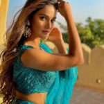 Mukti Mohan Instagram - Jasmine waiting for her magic carpet not Aladdin 💙🧞‍♂️ At MihirGarh, Perched magnificently on a sand mound at the edge of the desert for the first time @house_of_rohet Wearing @aishwaryatyagiofficial Jewellery @minerali_store @thenehagoel Clicked by my magic wand🪄 @mohanshakti Thank you @nihaarpandya @kmohan12 and specially @avirohet for everything✨