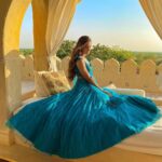 Mukti Mohan Instagram - Jasmine waiting for her magic carpet not Aladdin 💙🧞‍♂️ At MihirGarh, Perched magnificently on a sand mound at the edge of the desert for the first time @house_of_rohet Wearing @aishwaryatyagiofficial Jewellery @minerali_store @thenehagoel Clicked by my magic wand🪄 @mohanshakti Thank you @nihaarpandya @kmohan12 and specially @avirohet for everything✨