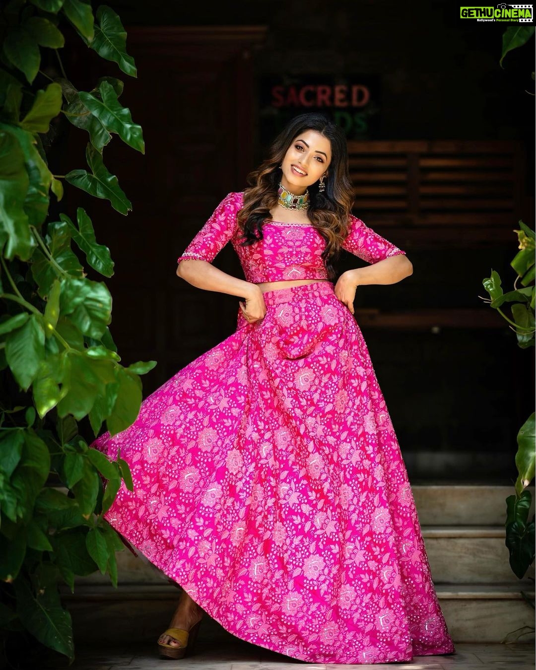 Navya Swamy Instagram - Happy girls are the prettiest💃🏻 Outfit by @riya_designing_studio Photography @kishorekotumphotography #photoshoot #photoshootdiaries #photography #designer #designerwear #lehenga #bridal #indian #traditional #instapic #instagood #blessed #thankful #navyaswamy