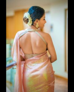 Navya Swamy Instagram - You don’t need any reason to shine… shine for yourself✨ 
Outfit @shilpacouture 
H & M.U @thimmappa180 

#photography #photoshoot #saree #sareelove #glitter #shineon #designer #designerwear #instapic #instagood #blessed #thankful #navyaswamy