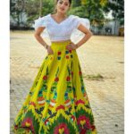 Navya Swamy Instagram – Wearing @tasyacouture ‘s most beautiful signature painting lehenga. 
Designed by @mittu_reddy 
#lehenga #lehengalove #painting #designer  #indian #indowestern #ootd #instapic #instafashion #instadaily #blessed #thankful #navyaswamy