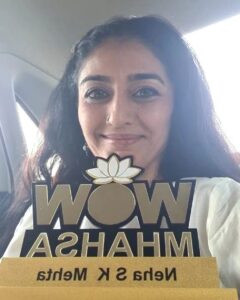 Neha Mehta Instagram - Vandan, Abhinandan 🙏 Lovely afternoon. 
Thank you Shobha Aarya ji, Team WOW, and Guru LATA Surendranath ji. 🙏 thank u. this Award I take it as blessings from my Parents My Lovely audience  fans and friends. 🇮🇳 🌈