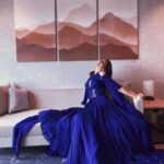 Nitibha Kaul Instagram - My hobby is to pretend I’m a princess & get pictutes in a room fit for one 👸🏻 Wearing the stunning @saishashindeofficial @officialsaishashinde #HotelRoomViews #BlueGown #PrincessTreatment #NKStyles #Throwback #FashionWeekOuttakes