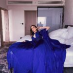 Nitibha Kaul Instagram - My hobby is to pretend I’m a princess & get pictutes in a room fit for one 👸🏻 Wearing the stunning @saishashindeofficial @officialsaishashinde #HotelRoomViews #BlueGown #PrincessTreatment #NKStyles #Throwback #FashionWeekOuttakes