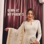 Nitibha Kaul Instagram - “Officially” think moms wardrobe is better than mine 😅 Co-ord set is @adk_avishidayalkalra White Anarkali @tbwbyurvidama
