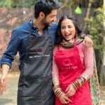 Niyati Fatnani Instagram - Mr. Aditya R Singh and Mrs. Ginny A Singh All smiles start to end… @karanwahi . . . . . Thankyou @fatimawahi for beautiful aprons #gitya #smiles #fanlove #channamereya #karanwahi #niyatifatnani