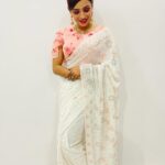 Parul Chauhan Instagram - Six yards of Pure grace 🥰 Wearing this Pure georgette handcrafted Ivory chikan and mukaish saree, embellished with peach color sequins and white pearl aari work. Thank u so much @nawabilehaja 😇😇😇😘😘😘🥰🥰🥰🥰🥰🥰🥰🥰🥰🥰🥰🥰🥰