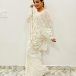 Parul Chauhan Instagram - Six yards of Pure grace 🥰 Wearing this Pure georgette handcrafted Ivory chikan and mukaish saree, embellished with peach color sequins and white pearl aari work. Thank u so much @nawabilehaja 😇😇😇😘😘😘🥰🥰🥰🥰🥰🥰🥰🥰🥰🥰🥰🥰🥰