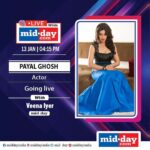 Payal Ghosh Instagram - Catch us going live with @iampayalghosh in conversation with @haso_khushraho_muskurao today at 4:15 PM! #Midday #MiddayLive #InstagramLive #InstagramLiveSession #CelebrityLive #payalghosh