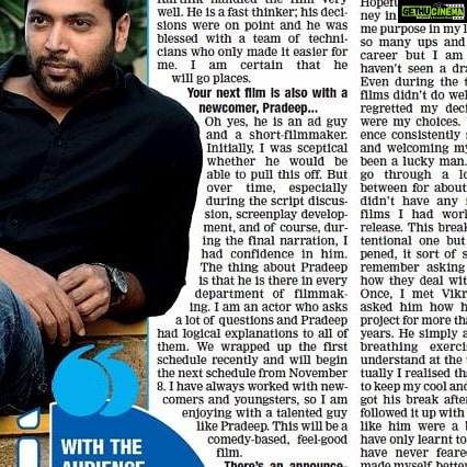 Pradeep Ranganathan Instagram - About #JayamRavi24 @chennaitimestoi Thankyou Ravi sir :) You've always been kind to me :)