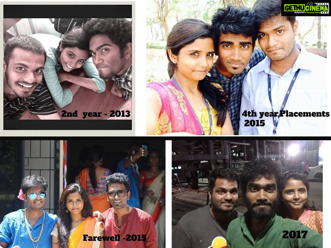 Pradeep Ranganathan - 46K Likes - On this year it's been 10 years knowing you both .@raghavshakthidharan @yazhinikonguvel .
More years to go .
Happy B'day @yazhinikonguvel
I still have the image of the girl sitting in the last bench in solitude seeing her phone inside my head ☺️
#friendship #Friends #College #collegelife