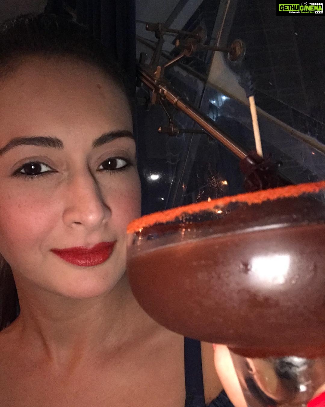 Preeti Jhangiani Instagram - As desi as it gets! #kalakhatta and #tequila cocktail with a rim of red chilli powder! on my last night before I leave for the states! #atlanta #losangeles And #houston here I come ✈️!