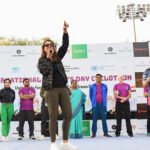 Preeti Jhangiani Instagram - What an amazing atmosphere at 7am at the Thyagaraj Stadium in New Delhi as @dabasparvin and I flagged off the International Women’s day Cyclothon for gender equality and a green future, along with @kmmalleswari The first Indian woman to win an Olympic medal and @shombi.sharp UN resident commissioner in India! Fantastic initiative by @delhigovdigital and @delhieducationdoe ! Thank you @paras.mendiratta.clicks for the pictures! @wordsworkpr
