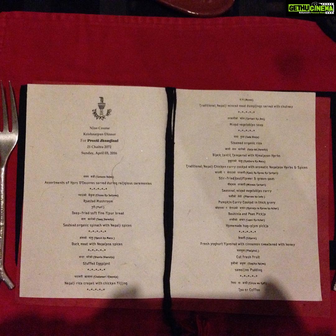 Preeti Jhangiani Instagram - 9 course meal at the Dwarika#jhangianipreeti#Kathmandu#rice wine#khatmandu#nepal