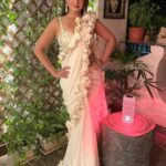 Preeti Jhangiani Instagram - All set for the @highflyers50 awards night celebrating Indian Achievers across the globe #aboutlastnight #eventdiaries #awardsnight Sari : @gulabobyabusandeep Earrings: @swaravbyswatiandravi