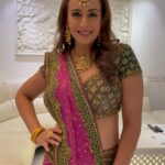 Preeti Jhangiani Instagram – When Navratri season begins! 

Lehenga : @neeta_lulla 
Hair : @azizajendi Crescent Club And Resort , Sehore