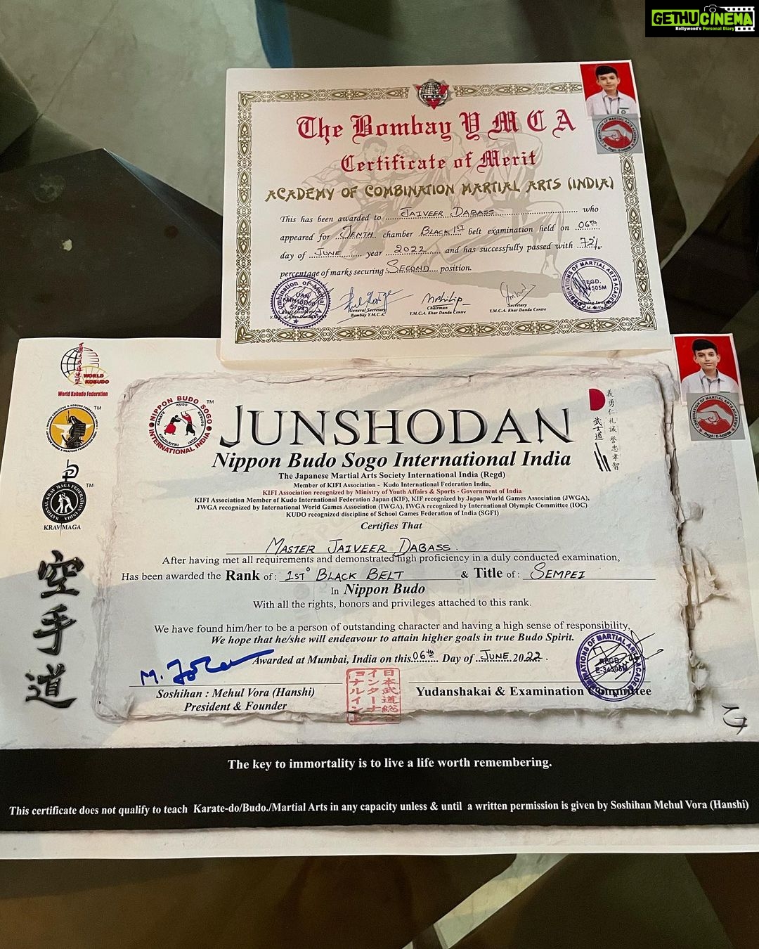 Preeti Jhangiani Instagram - Best birthday gift for papa @dabasparvin No words can describe when your #firstborn gets his #blackbelt ! @tyronne_ernest @mmawithmehulvora #JaiveerDabas #hardwork #determination #karate #martialarts