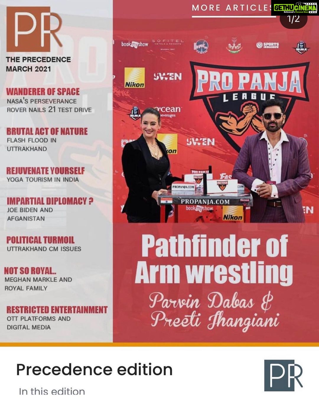 Preeti Jhangiani Instagram - Thank you @tprecedence for this fab cover and article ! Go to my stories and swipe up for the entire article @propanjaleague @dabasparvin #armwrestling #armwrestlingindia #propanjaleague