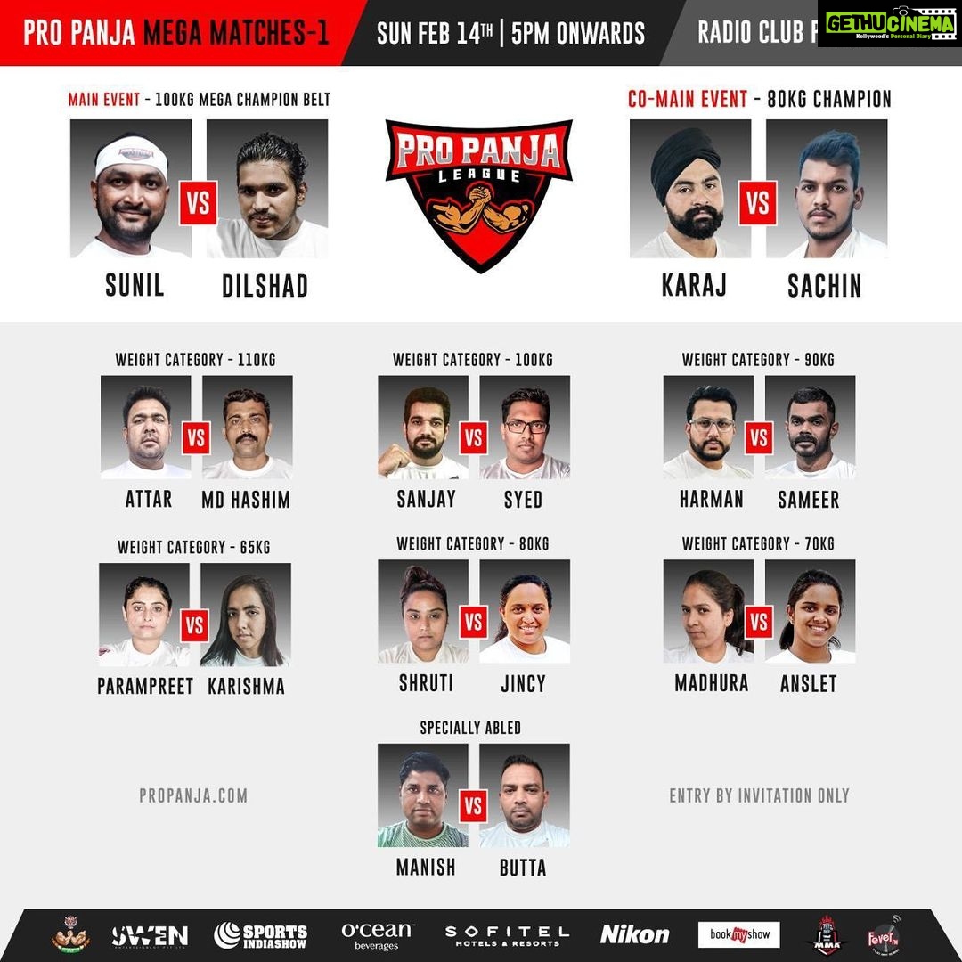 Preeti Jhangiani Instagram - Finally!! Here's the full match-up card for Pro Panja Mega Matches-1 π₯π₯π₯ π
February 14 π Radio Club Mumbai Which is your favourite match-up? @nikonindiaofficial @sofitelmumbaibkc @oceanbeverages @feverfmofficial @bookmyshowin #propanjaleague