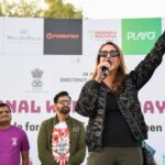 Preeti Jhangiani Instagram - What an amazing atmosphere at 7am at the Thyagaraj Stadium in New Delhi as @dabasparvin and I flagged off the International Women’s day Cyclothon for gender equality and a green future, along with @kmmalleswari The first Indian woman to win an Olympic medal and @shombi.sharp UN resident commissioner in India! Fantastic initiative by @delhigovdigital and @delhieducationdoe ! Thank you @paras.mendiratta.clicks for the pictures! @wordsworkpr