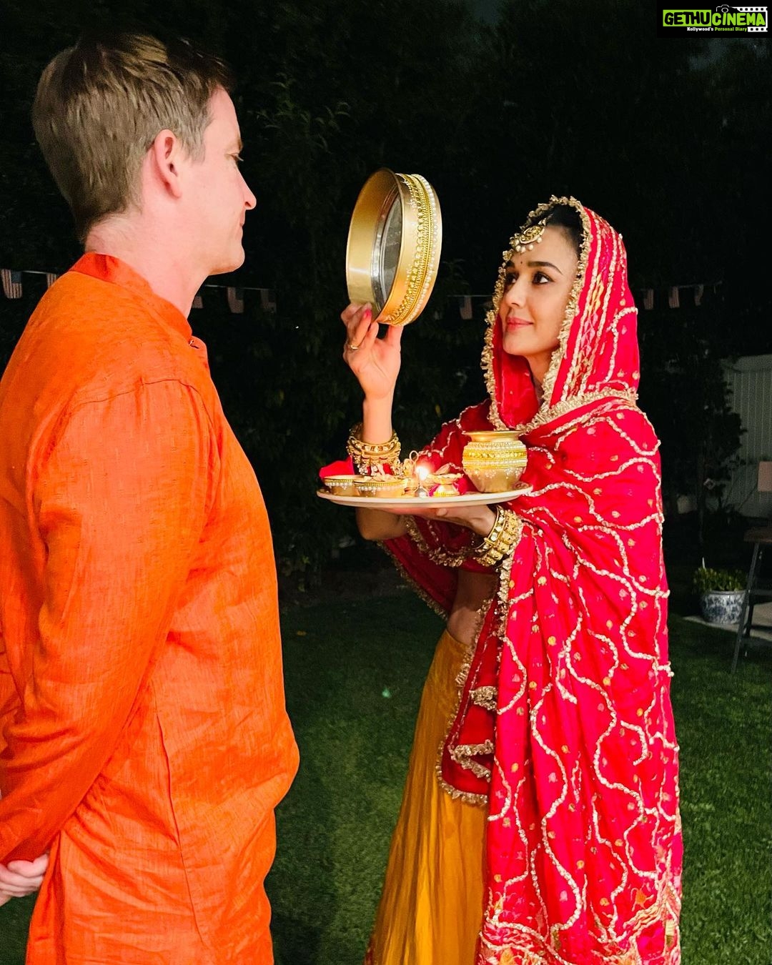 Preity Zinta - 514.7K Likes - This Karva Chauth was filled with so many firsts. My first Karva Chauth as a mommy, first time I didn’t drink water all day, first time the moon took forever to show up & I had to use an app to see it & my first beautiful Phulkari dupatta ( thanks to Saurab & Rajeshwari ) that took more than 3 months to be made ❤️ Today I believe more than ever that we can only grow stronger together as a couple & as individuals when we have mutual respect for each other & our respective traditions. Here’s to east meeting west and being happy together ❤️💕❤️ Love n light to all of you beautiful people & couples. #happykarwachauth #ਫੁਲਕਾਰੀ #patiparmeshwar #ting 🥰