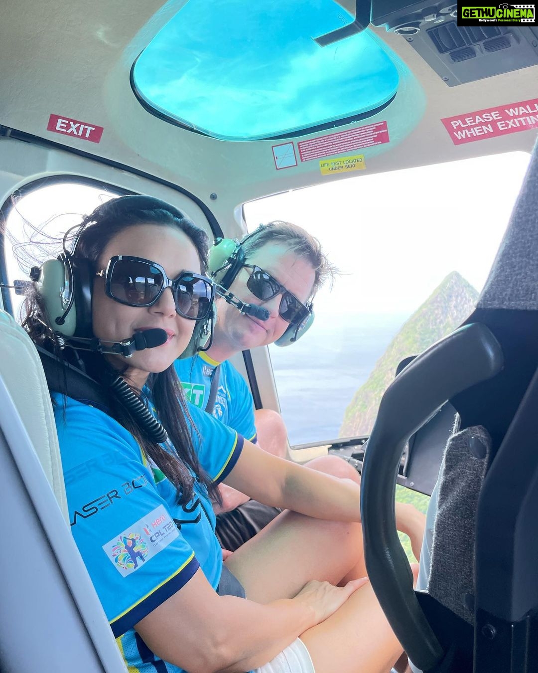 Preity Zinta Instagram - Hawa main …. On cloud nine ❤️ #pztravel #StLucia #Cpl22 #letherinspireyou #ting St. Lucia Islands West Indies