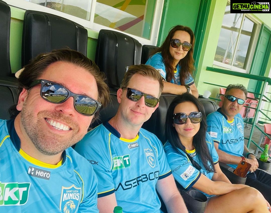 Preity Zinta Instagram - First CPL game for us 🏏 #CPL22 #SLKvsTKR #Beinspired #kiteyenspiwew #ting Warner Park Sporting Complex
