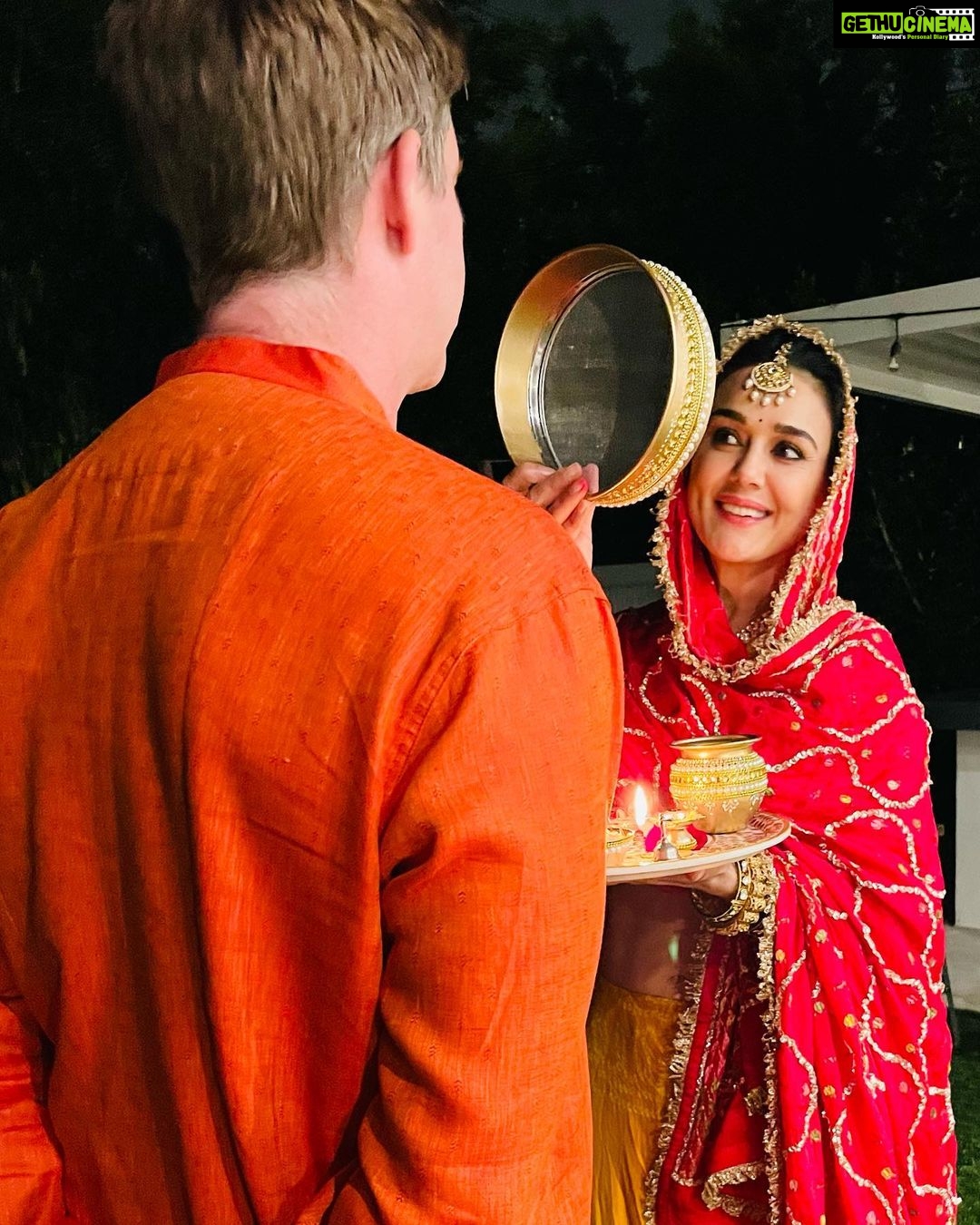 Preity Zinta - 514.7K Likes - This Karva Chauth was filled with so many firsts. My first Karva Chauth as a mommy, first time I didn’t drink water all day, first time the moon took forever to show up & I had to use an app to see it & my first beautiful Phulkari dupatta ( thanks to Saurab & Rajeshwari ) that took more than 3 months to be made ❤️ Today I believe more than ever that we can only grow stronger together as a couple & as individuals when we have mutual respect for each other & our respective traditions. Here’s to east meeting west and being happy together ❤️💕❤️ Love n light to all of you beautiful people & couples. #happykarwachauth #ਫੁਲਕਾਰੀ #patiparmeshwar #ting 🥰