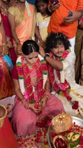 Pugazh Instagram - It’s a pleasure working with u both, such a beautiful couple and a human being @vijaytvpugazh @bensipugazh ❤️ Once again wishing you both a happy married life🥰 Thanks for trusting and choosing us for ur big day🌟 
Makeup- @asmithamakeoverartistry 
Hairstyling- @hairandmakeupbyhema 
Assiting- @___dhana__makeupartist__ & @nithya_nrk_makeupartist 
.
#wedding #pugazh #cwcpugazh #southindianweddings #asmithamakeoverartistry