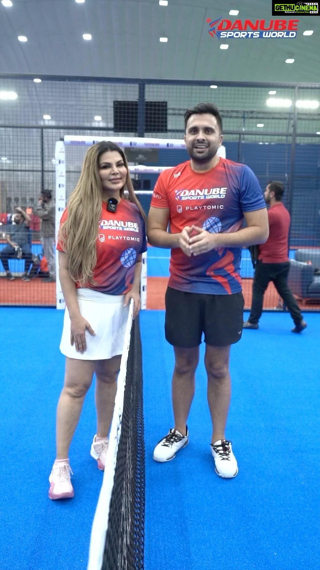 Rakhi Sawant Instagram - Fun times with @rakhisawant2511 getting some professional padel lessons @danubesportsworld adding her own fun charm. #lighternote #allfunandplay #danubesportsworld #bollywoodindubai