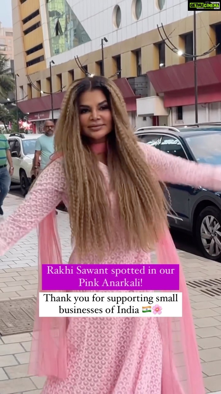 Rakhi Sawant Instagram - Can’t get over the fact that @rakhisawant2511 wore our Afreen Pink Anarkali! Afreen Anarkali has become the talk of the town! This blush pink long, flowy Anarkali is crafted in georgette fabric. It comes with a net dupatta, setting a ravishing statement. Comment “Link” to shop this Outfit! Who are we? - Vibecity is India’s largest handmade marketplace where artisans across India, sell items made with ❤️ #vibecity #vibecitycommunity #shopyourvibe #wishlinked