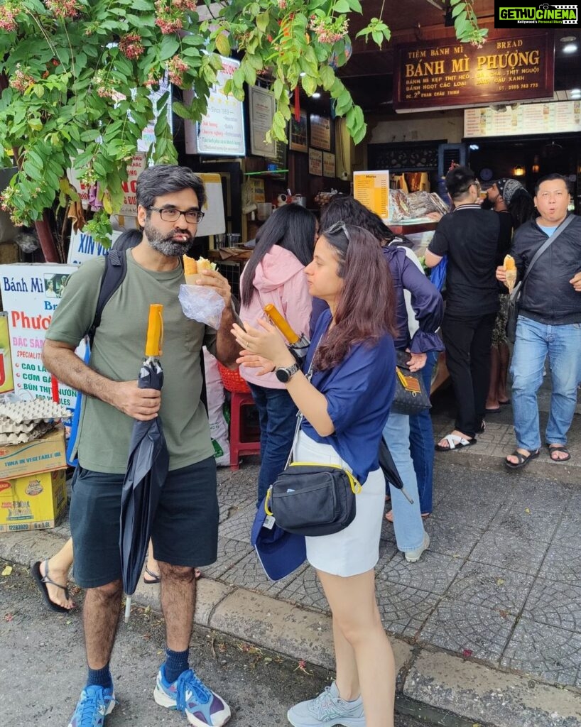 Rasika Dugal Instagram - Sharing a Bánh mì (a baguette filled with many wonders 😊) is the true test of a relationship 😀! The one at Bánh Mì Phượng #HoiAn lived up to its #AnthonyBourdain recommendation and more... One of my top three meals of the vacation. Nothing beats street food. Needless to say... the next time round (because no one can eat just one) we got two! #Foodies #StreetFood #BanhMi #BanhMiPhuong #Baguette #Vietnam #VietnamDiaries #Travelling #Vacation #VacationVibes Hoi An, Vietnam