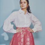 Rasika Dugal Instagram - Crisp white shirt और चमकीली skirt... the perfect mid week mix 😃🤍💞 #MidweekMood Outfit: Shirt: @studiomoonray Skirt:@abhishti Jewellery: @motifsbysurabhididwania HMU: @mayura_makeup_hair Styling: @who_wore_what_when 📸 @chandrahas_prabhu