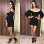 Rhea Chakraborty Instagram - Tonight @vogueindia #voguebeautyawards 🖤 Styled by - @sanamratansi @style.cell , assisted by @nikhitaniranjan , outfit - @arabellaaofficial , earrings @azotiique , hair and makeup - @arizahnnaqvi 🖤